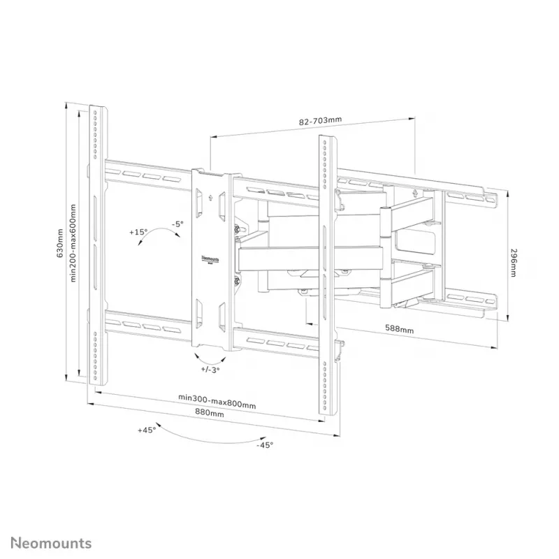 Neomounts WL40S-950BL18 Βάση τοίχου βαρέως τύπου 55-110 inch - πλήρως κινητή