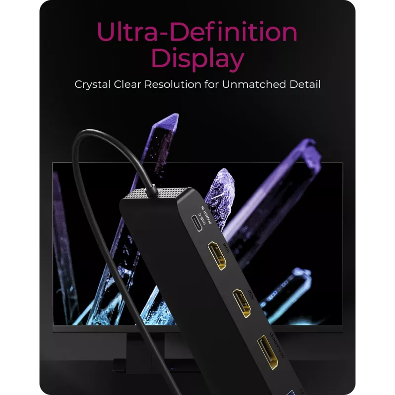 ICY BOX 11-in-1 φορητός σταθμός σύνδεσης με τριπλή έξοδο βίντεο