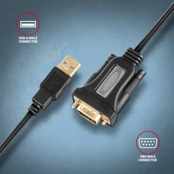 Axagon ADS-1PQN καλώδιο προσαρμογέα USB-A 2.0 - σειριακό RS-232 DB9-M FTDI