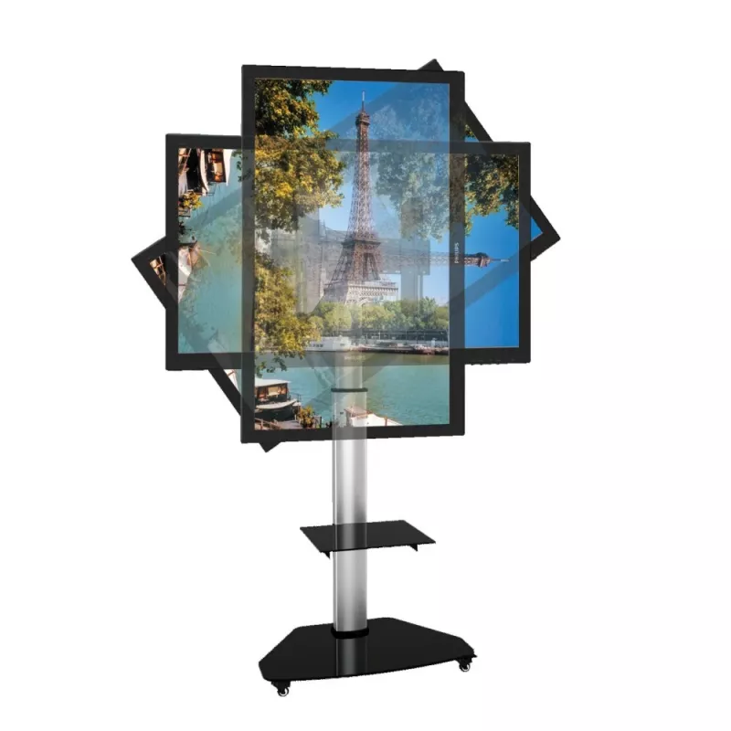 Techly Βάση δαπέδου με ράφι TV LCD/LED/Plasma 37-70 ίντσες Ασημί