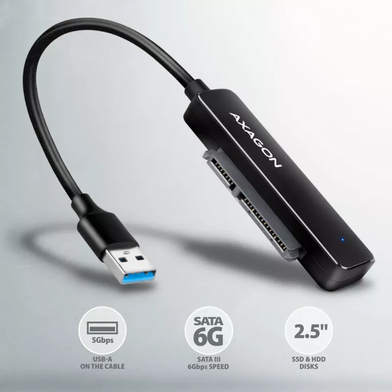 Axagon ADSA-FP2A Κάρτα διασύνδεσης USB 3.2 Gen 1 SATA Βύσμα αρσενικό Μαύρο
