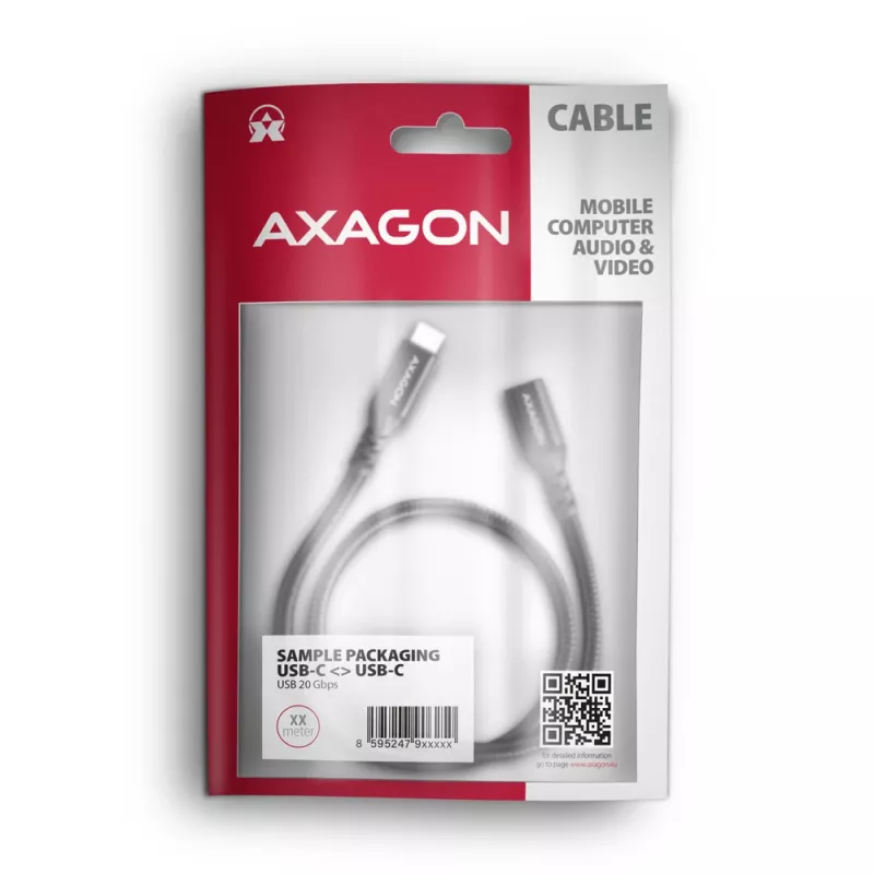 Axagon BUCM32-CF10AB SPEED+ USB-C USB 20Gbps Καλώδιο επέκτασης 1 m