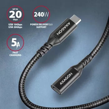 Axagon BUCM32-CF05AB SPEED+ USB-C USB 20Gbps Καλώδιο επέκτασης 0,5 m
