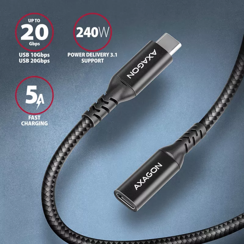 Axagon BUCM32-CF05AB SPEED+ USB-C USB 20Gbps Καλώδιο επέκτασης 0,5 m