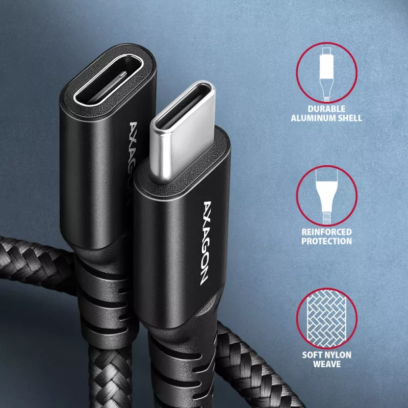 Axagon BUCM32-CF15AB SPEED+ USB-C USB 20Gbps Καλώδιο επέκτασης 1,5 m