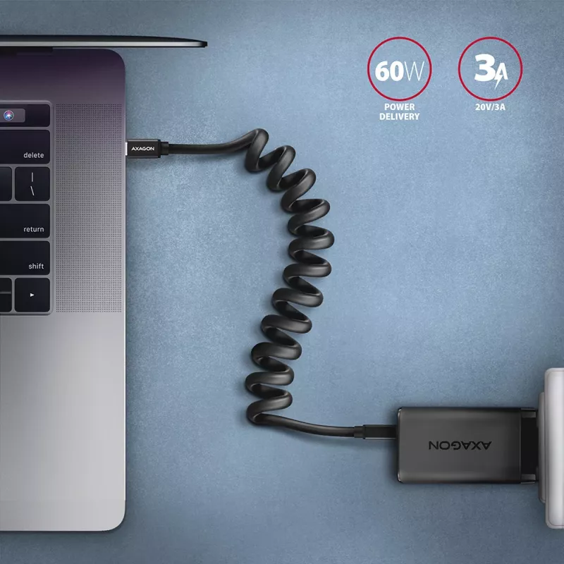 Καλώδιο USB Axagon BUCM-CM20TB 1,1m PD 60W 3A Μαύρο