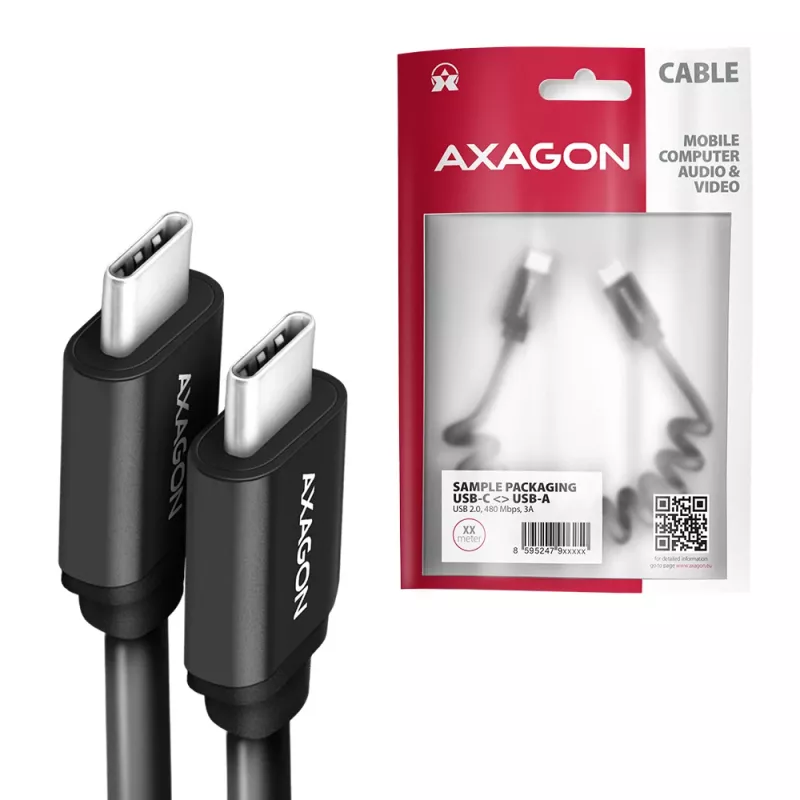 Καλώδιο USB Axagon BUCM-CM20TB 1,1m PD 60W 3A Μαύρο
