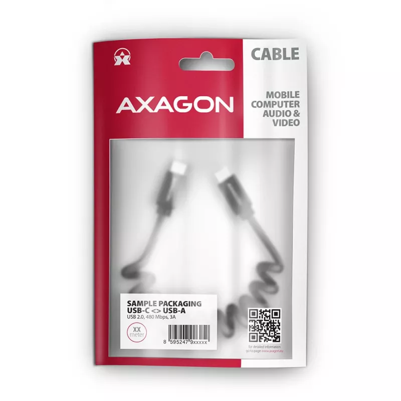 Καλώδιο USB Axagon BUCM-CM20TB 1,1m PD 60W 3A Μαύρο