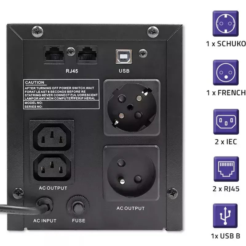 Qoltec 53777 UPS Line-Interactive 2 kVA 1200 W 4 πρίζες AC