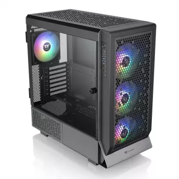 Thermaltake Ceres 500 TG ARGB κουτί υπολογιστή Midi Tower, E-ATX, ψημένο γυαλί, 3 μπροστινοί ανεμιστήρες ARGB 140 mm, USB-C, μαύρο