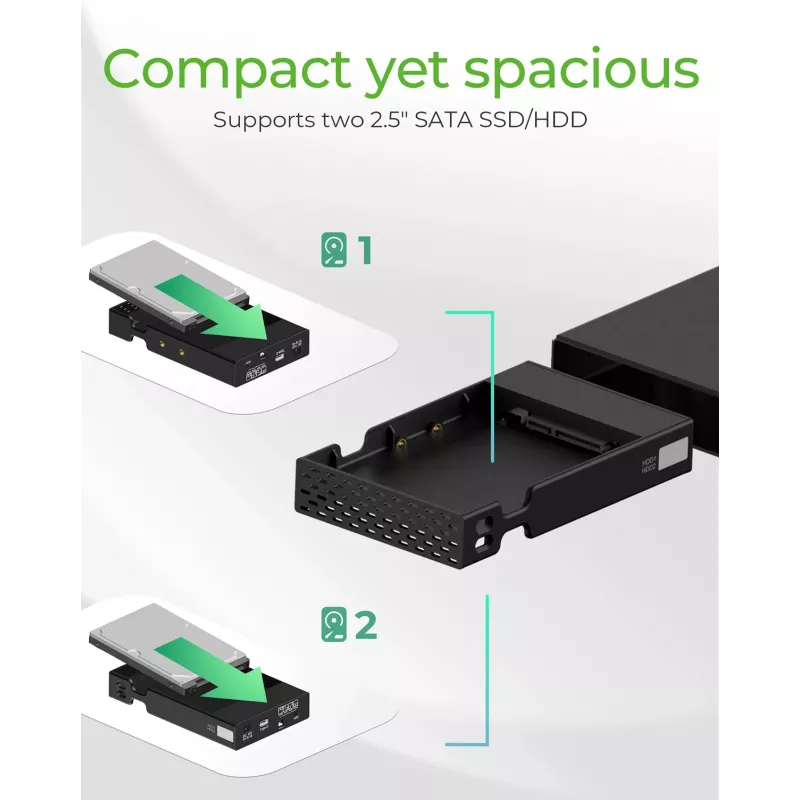 ICY BOX Θήκη RAID για 2x HDD/SSD USB 3.2 Gen 2 Type-C® / Type-A Διεπαφή