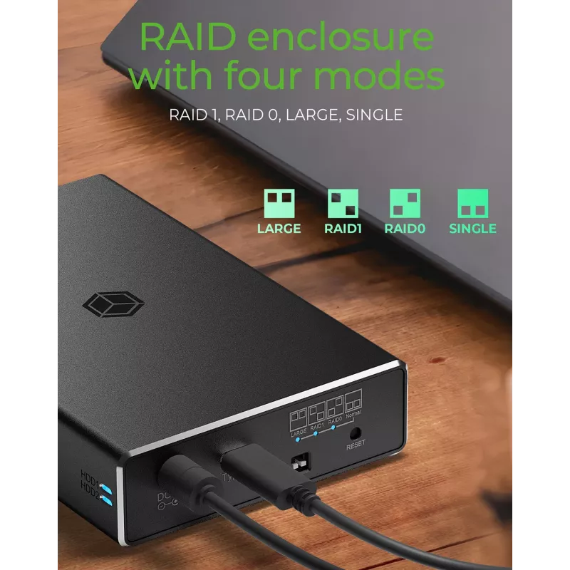 ICY BOX Θήκη RAID για 2x HDD/SSD USB 3.2 Gen 2 Type-C® / Type-A Διεπαφή