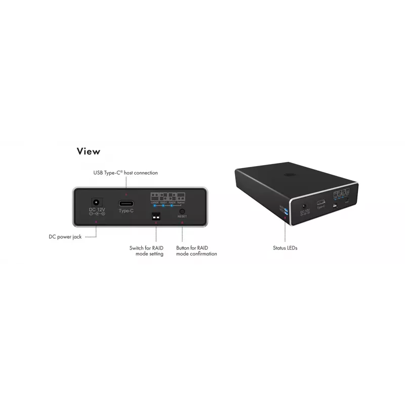 ICY BOX Θήκη RAID για 2x HDD/SSD USB 3.2 Gen 2 Type-C® / Type-A Διεπαφή