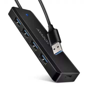 Axagon HUE-C1A 4x USB 5Gbps TRAVEL-Hub, USB-C Power-Είσοδος, 19 cm USB-A Καλώδιο