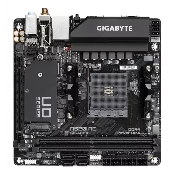 GIGABYTE A520I AC Μητρική - Υποστηρίζει AMD Ryzen 5000 Series AM4 CPUs, 6 Φάσεις Digital VRM, έως 5300MHz DDR4 (OC), 1xPCIe 3.0 M.2, WLAN, GbE LAN, USB 3.2 Gen1