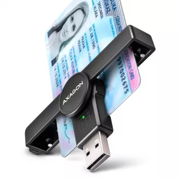 Axagon CRE-SMPA USB-A Smart / ID card PocketReader, USB 2.0, Μαύρο, 13 g