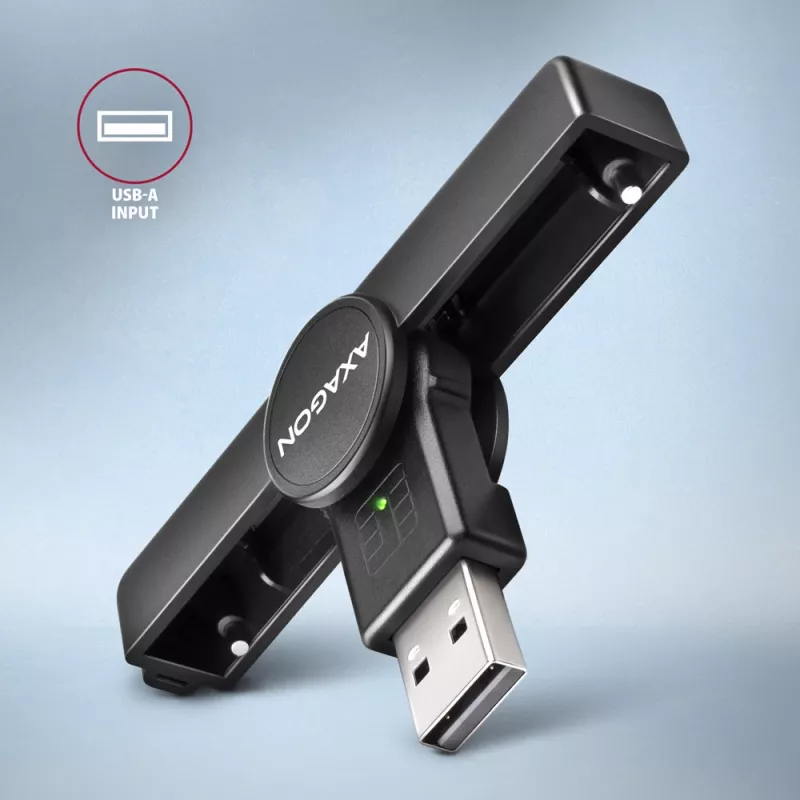 Axagon CRE-SMPA USB-A Smart / ID card PocketReader, USB 2.0, Μαύρο, 13 g
