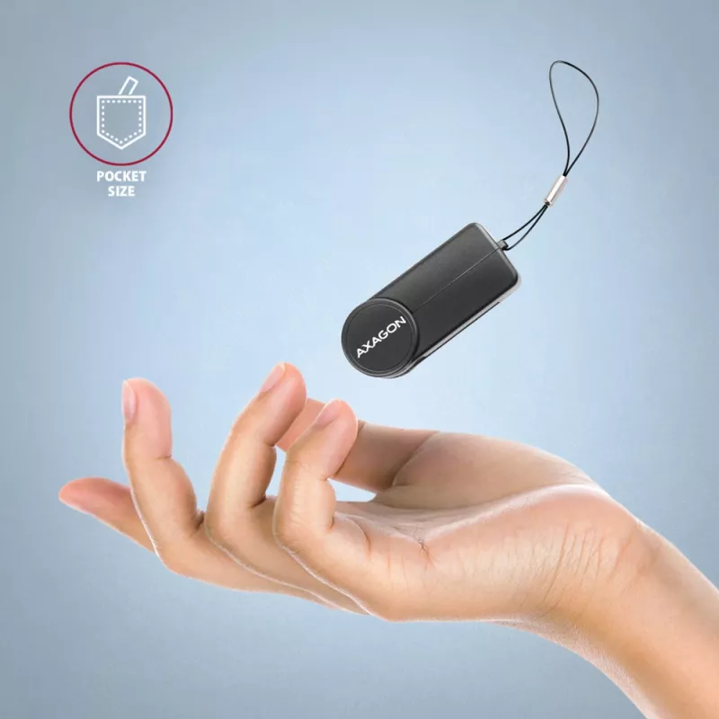 Axagon CRE-SMPA USB-A Smart / ID card PocketReader, USB 2.0, Μαύρο, 13 g