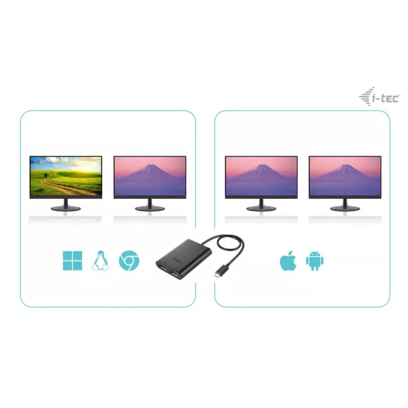 i-tec USB-C Dual 4K Προσαρμογέας βίντεο DisplayPort