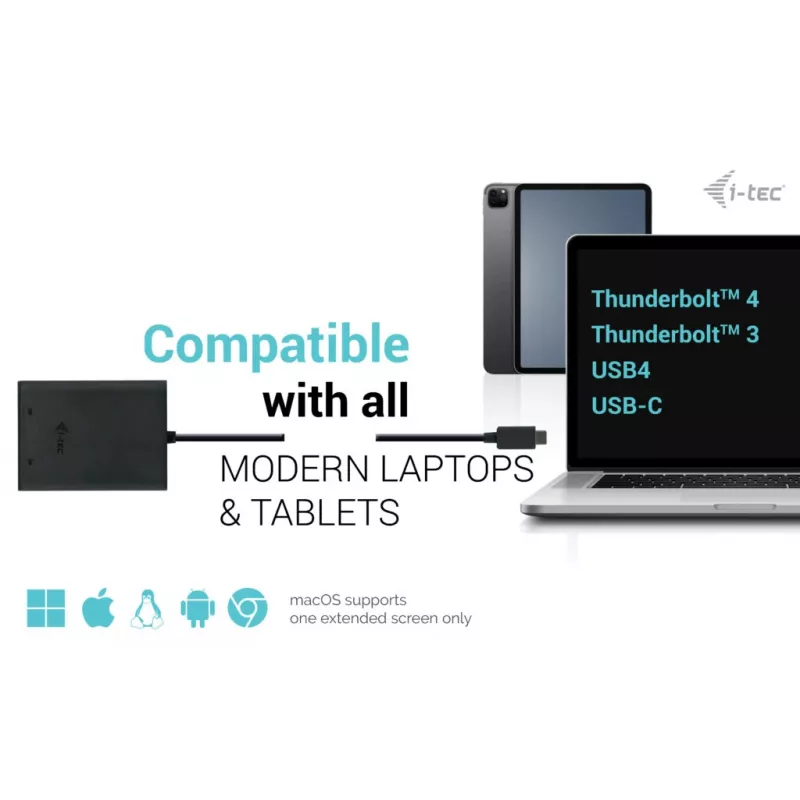 i-tec USB-C Dual 4K Προσαρμογέας βίντεο DisplayPort