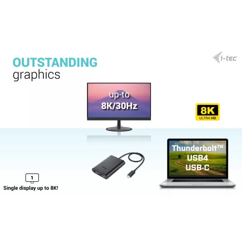 i-tec USB-C Dual 4K Προσαρμογέας βίντεο DisplayPort