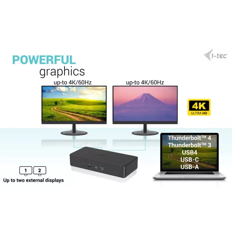 i-tec USB 3.0 / USB-C / Thunderbolt 3 Professional Dual 4K Display Σταθμός σύνδεσης Generation 2 + Power Delivery 100W