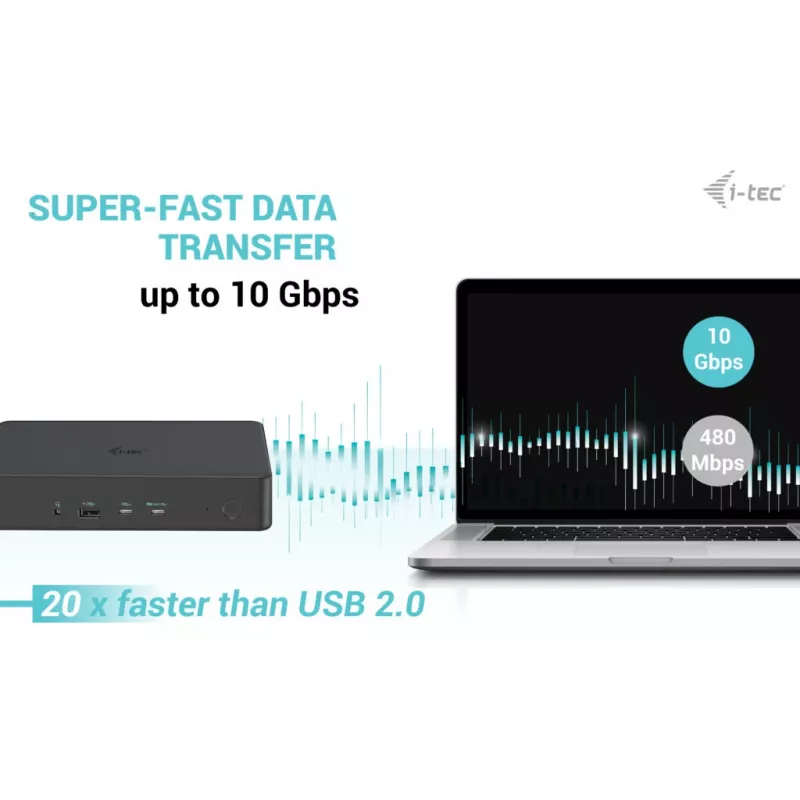 i-tec USB 3.0 / USB-C / Thunderbolt 3 Professional Dual 4K Display Σταθμός σύνδεσης Generation 2 + Power Delivery 100W