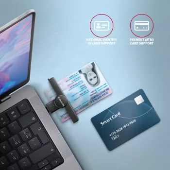 Axagon CRE-SMPC Αναγνώστης USB-C Smartcard/ταυτότητας PocketReader Αναγνώστης smartcard Εσωτερικού χώρου USB Type-C Μαύρο
