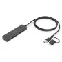 DIGITUS DA-70236 διανομέας USB 3.0 Slim Line, 4 θύρες, προσαρμογέας USB-C, καλώδιο 1,2 m