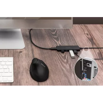 DIGITUS USB 3.0 Hub 4-Port Slimline με προσαρμογέα USB-C 5Gbps καλώδιο 1m