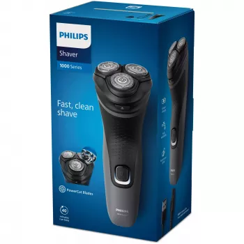 Philips Shaver 1000 Series S1142/00 ηλεκτρική ξυριστική μηχανή, περιστροφική, μαύρο, γκρι, σύστημα λεπίδων PowerCut, SH30, 2 έτη, μπαταρία