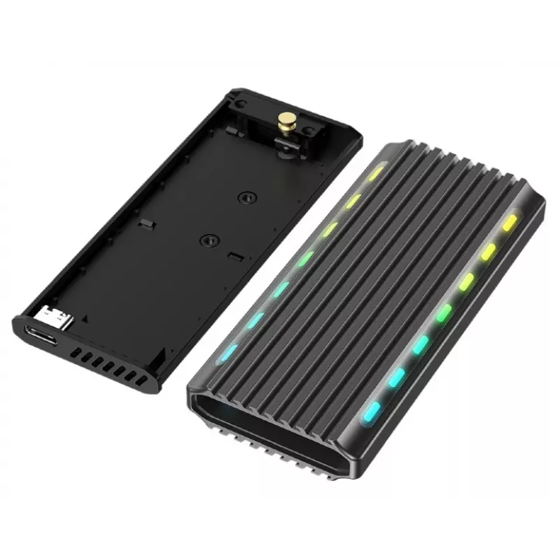 GEMBIRD EE2280-U3C-03 εξωτερική θήκη SSD M.2 NVMe/SATA, USB 3.1 Gen 2 (10 Gbit/s), USB Type-C, RGB, αλουμίνιο