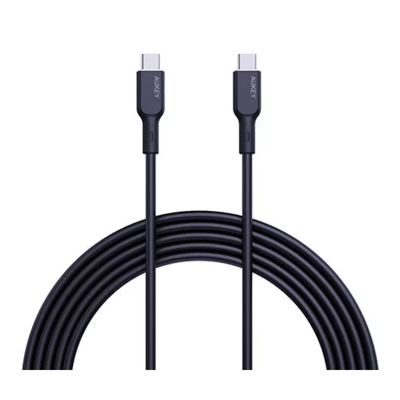 AUKEY καλώδιο φόρτισης USB - 1x USB Type-C σε 1x USB Type-C - PD 100W 5A - 1m μαύρο (σιλικόνη)