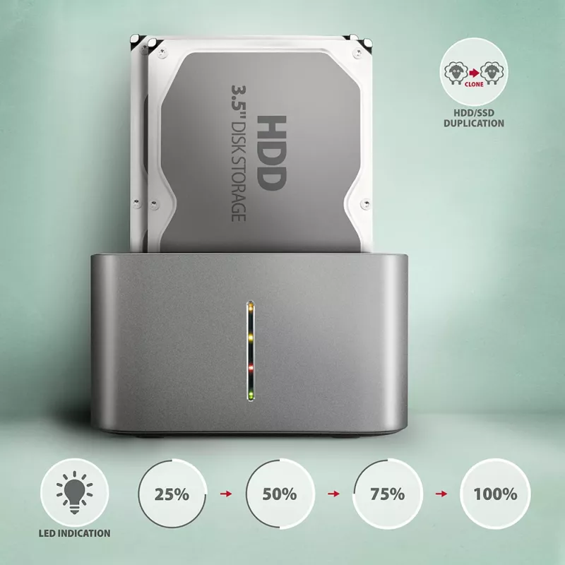Axagon ADSA-DC SuperSpeed USB DUAL 2.5 inch/3.5 inch HDD/SSD DUAL Dock
