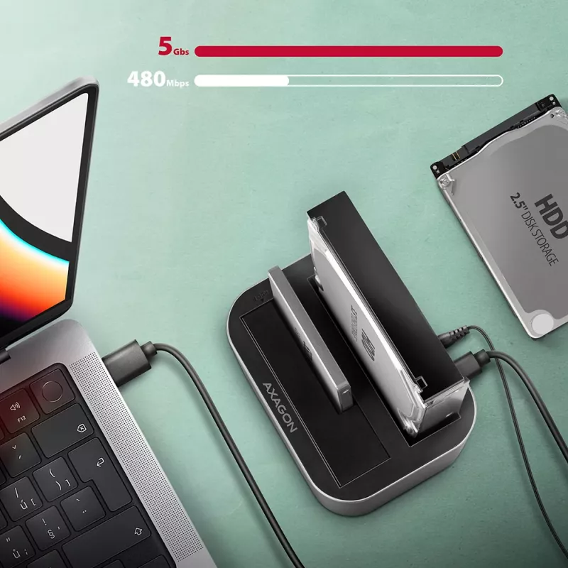 Axagon ADSA-DC SuperSpeed USB DUAL 2.5 inch/3.5 inch HDD/SSD DUAL Dock