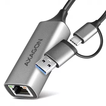 Axagon ADE-TXCA USB-C + USB-A 3.2 Gen 1 - Προσαρμογέας Gigabit Ethernet, Asix AX88179