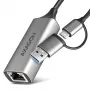 Axagon ADE-TXCA USB-C + USB-A 3.2 Gen 1 - Προσαρμογέας Gigabit Ethernet, Asix AX88179