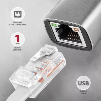 Axagon ADE-TXCA USB-C + USB-A 3.2 Gen 1 - Προσαρμογέας Gigabit Ethernet, Asix AX88179