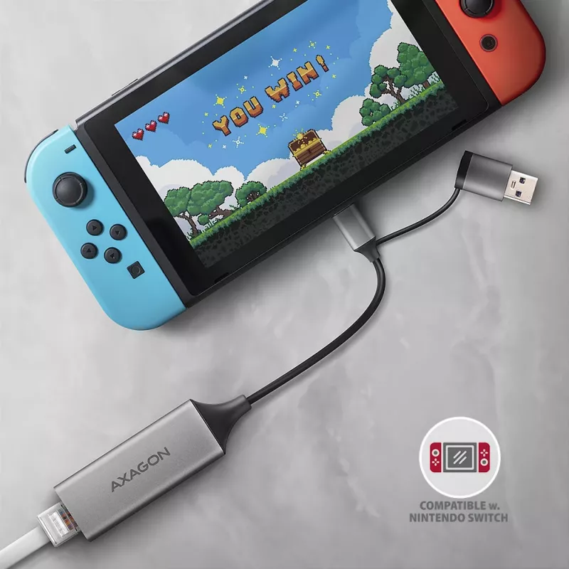 Axagon ADE-TXCA USB-C + USB-A 3.2 Gen 1 - Προσαρμογέας Gigabit Ethernet, Asix AX88179