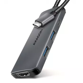 Axagon HMC-5H8K Hub USB 5Gbps 2x USB-A USB-C HDMI 8k/30Hz PD 100W καλώδιο USB-C ενσύρματο USB 3.2 Gen 1 (3.1 Gen 1) Type-C γκρι
