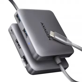 Axagon HMC-5HL Hub USB 5Gbps, 2x USB-A, HDMI 4K/60Hz, RJ-45, PD 100W, καλώδιο USB-C 20cm