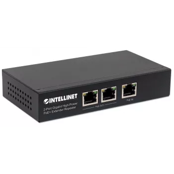 Intellinet 2-Port Gigabit High-Power PoE+ Extender Repeater, IEEE 802.3at/af Power over Ethernet (PoE+/PoE), μέταλλο