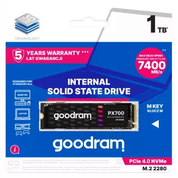 Goodram PX700 SSD SSDPR-PX700-01T-80 εσωτερικός Solid-State-Drive 1 TB M.2 PCI Express 4.0 NVMe 3D NAND