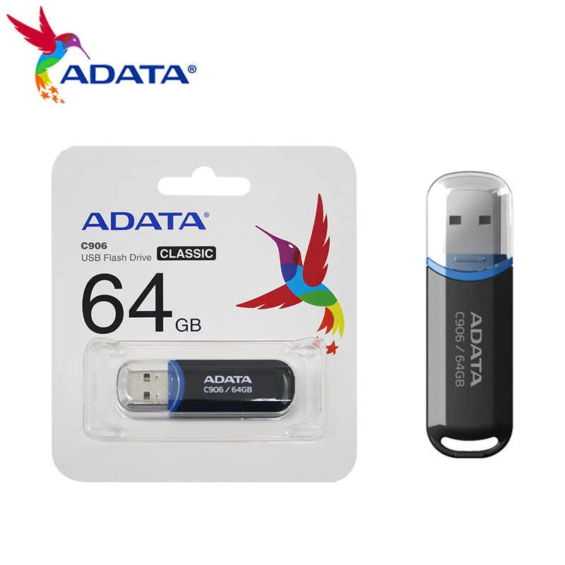 USB flash drive ADATA C906 64 GB USB Type-A 2.0, μαύρο, με προστασία καπακιού