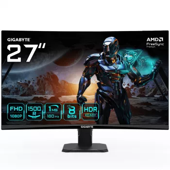 GIGABYTE GS27FC 27 ιντσών FHD Curved Gaming οθόνη – 1920 x 1080, 180 Hz, 1 ms, 250 cd/m², FreeSync Premium, HDR, HDMI 2.0, DisplayPort 1.4