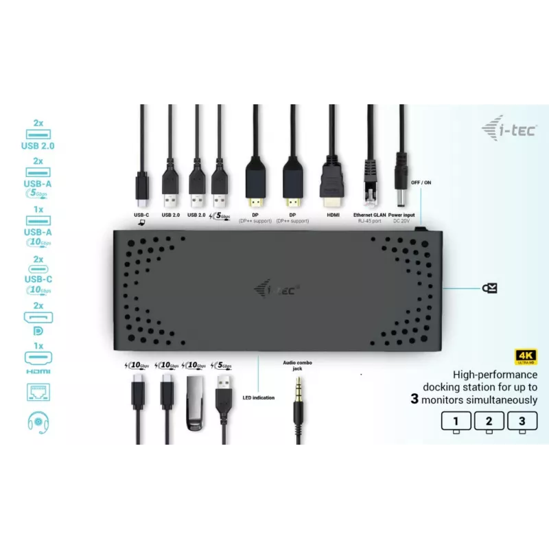 i-tec USB-C Triple Display Docking Station Gen 2 Power Delivery 100W Ενσύρματο 3.2