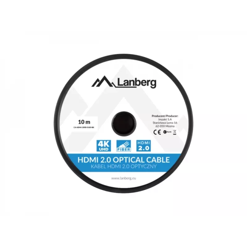 Καλώδιο HDMI LANBERG M/m V2.0 Optical Aoc - 10m Μαύρο