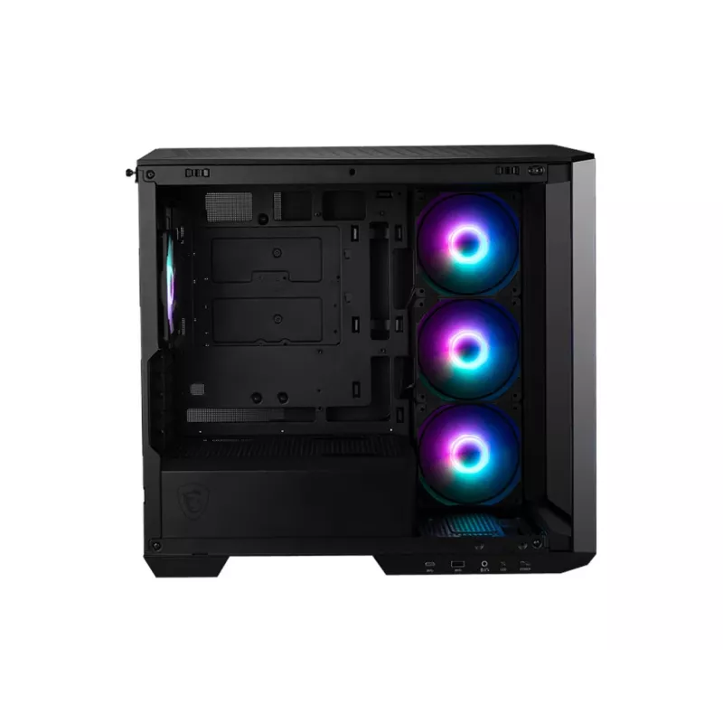 MSI MAG PANO M100R PZ περίβλημα υπολογιστή Micro Tower, microATX/Mini-ITX, πανοραμικό ψημένο γυαλί 270 μοιρών, ανεμιστήρες ARGB, USB-C, μαύρο