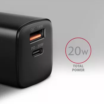 Φορτιστής τοίχου Axagon ACU-PQ20 QC3.0 PD Type-C 20W Μαύρος