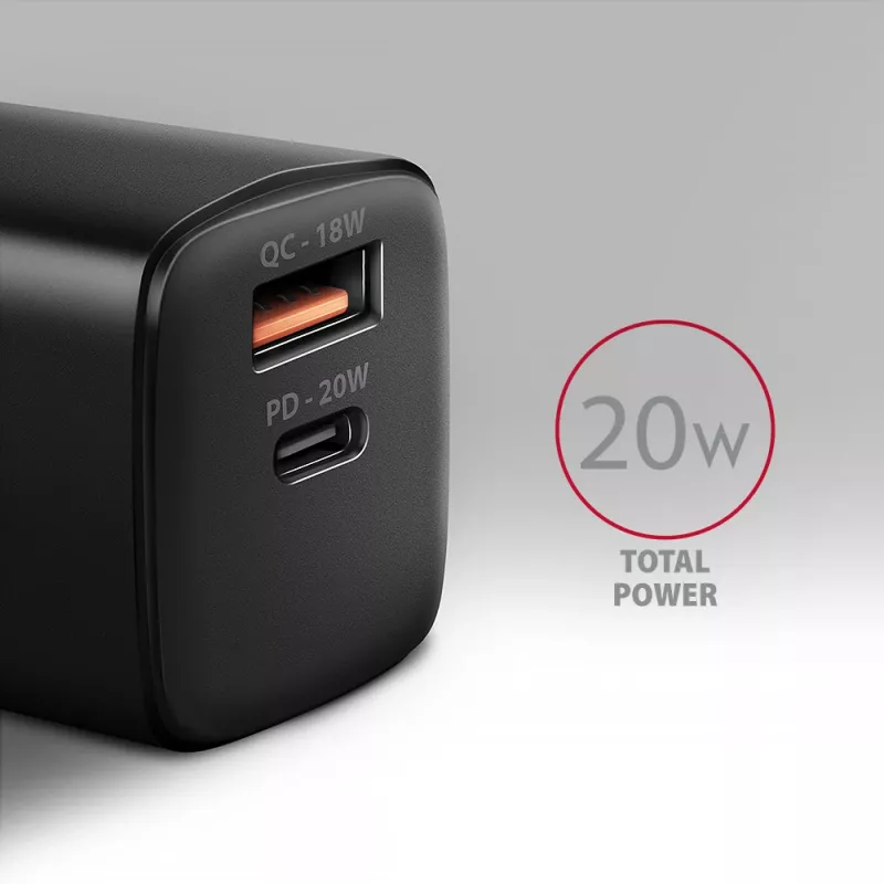 Φορτιστής τοίχου Axagon ACU-PQ20 QC3.0 PD Type-C 20W Μαύρος